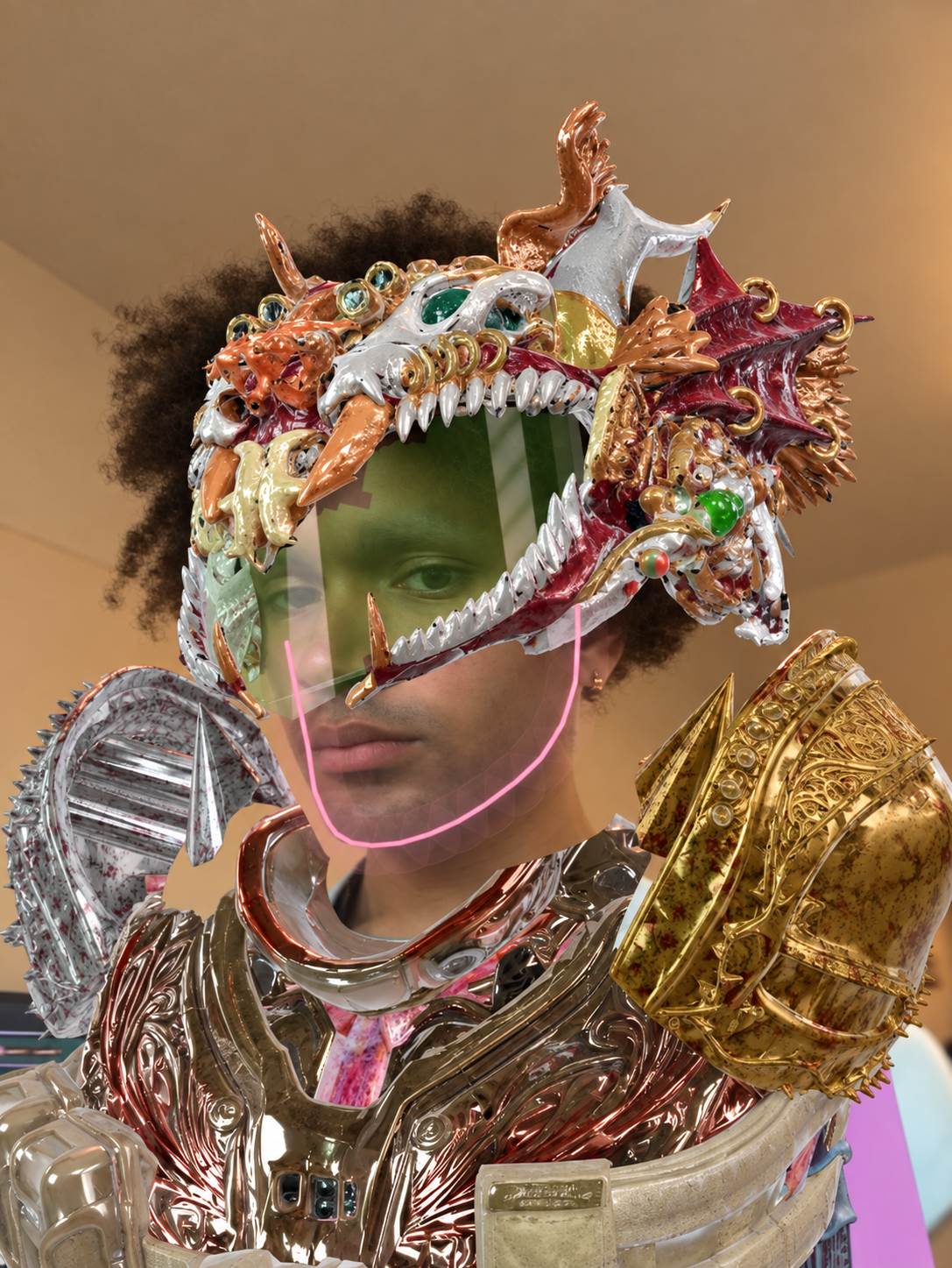 Dis-ARMOUR-Machine: wearable sculpture and interactive AR